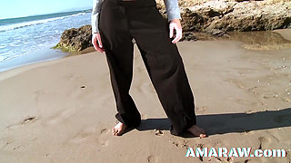 Small tits brunette Melyne Leona fucked at the beach