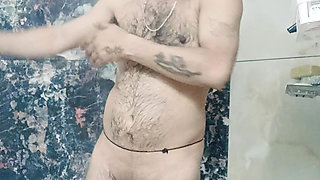 Indian desi man enjoy shower