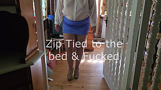 Blue Mini Skirt Bondage Part 2, Zip Tied and Fucked