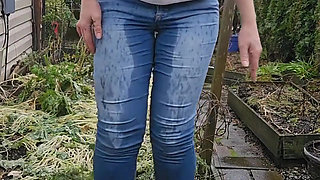 Muddy White Mocs and Jeans Pee