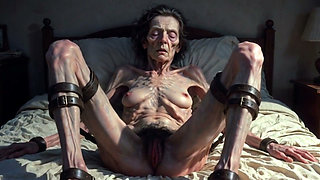 85yo Granny Tied up - Big Open Hairy Pussy Begging for Cum Inside