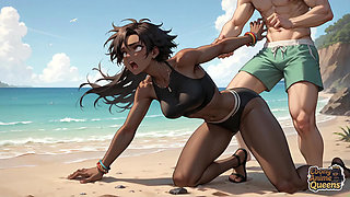 Beach Orgy! a Scorching Dark-hued Queen Has Orgasmic Busts on Golden Sands in the Best XXX Scene!