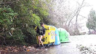 Pissing Street featuring Mini Mitzi X's pissing sex