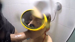 Gorgeous red bikini  snorkelling mask