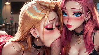 Anime Ai Two Stepsisters Blowjob Cum