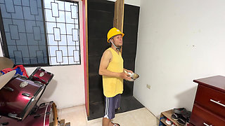 The carpenter seduces the housewife and has sex with her while working on a modular unit.