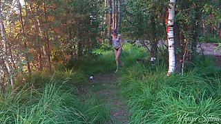 Skinny Blonde Teen Pissing in Nature - Extreme Squirting Orgasm