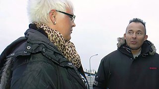 German granny persuaded to have sex on the street