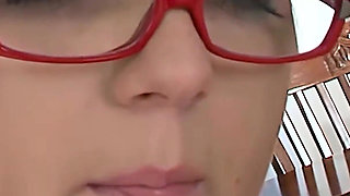 Sexy 4 Eyes Teen with Nice Ass Fucked with a Hot Cumshot on Glasses