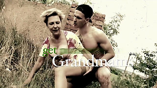 Crazy grandma wanks big dick