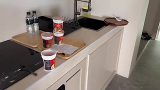 Bright-haired girl comes to her classmate to check up on him