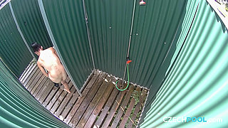 Czech Pool 56 Public Shower Fantasy with a Wet Brunette
