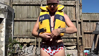 Tight Lifejacket Tease - Bikini Brat in the Pool