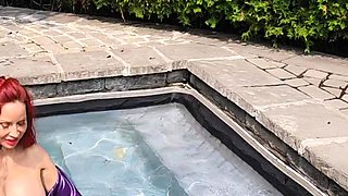Bianca Beauchamp - Purple Latex Pool Dressing - Masturbation