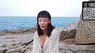 Beautiful Asian brunette wanks alone
