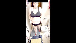 Pierced nipples, undressing, big natural boobs