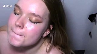 Glory hole sucking blonde loves big black cocks to drool on