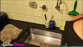 My Stepson Came to the Kitchen and Fucked My Pussy and Ass in the Laundry Room