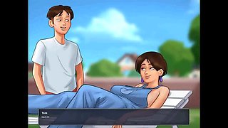 Summertime Saga: Horny MILF Cougar Seduces Young Guy in Backyard – Cartoon Sex Ep 108