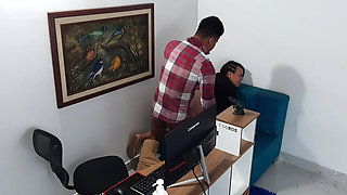 The secretary and the boss waxed in their office