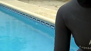 Wetsuit Bondage Mermaid Slippery Pool Kink with Fins, Rope & Deep Diving