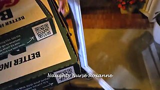 Naughty Nurse Roxanne Pizza Delivery Dare Creampie - Amateur Brunette MILF Fucked Hard