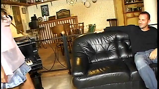 Horny young brunette sucks and fucks hard cock like a pro