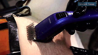 Gagged Bounded Latex Slave Girl Gets a Pussy Shave From Latex Dominatrix