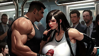 Tifa Gets Tittyfucked on the Midgar Train