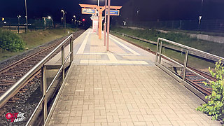 Horny Slut Fucked in the Middle of the Train Station!!