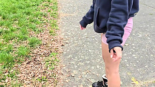 My neighbor had never ridden kite skates and ended up riding my cock outdoors