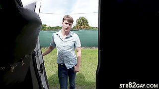 Deceived str8 stud fucks gay stud in asshole in pickup bus