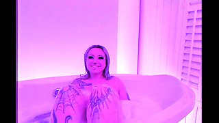Big Boobed Blonde Masturbates With A Dildo In The Bathroom