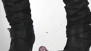 Slave's Orgasm Under Mistress Sydney's Boots