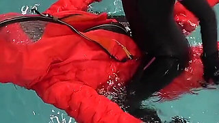 Human Life Raft - Inflated Suit Slave Pool Domination