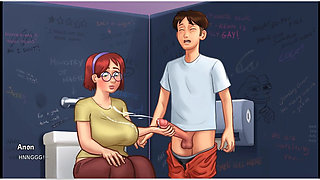 Summertime Saga - Gameplay - Roleplay - Taboo - Judith Big Saggy Boobs Pressing and Handjob