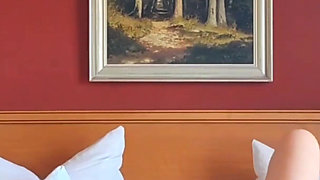 Selena's clothed unclothed relaxing in bed