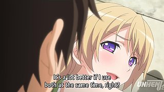 Hot hentai with a horny blonde fucking with her boyfriend in a park