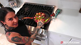 Episodes - Naked: Tattooed Brunette MILF Joanna & Small Hands POV Kitchen Sex - Joanna Angel