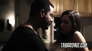 Ebony Stepdad Fucks Stepson's Girlfriend Hard - Blowjob & Doggystyle in Kitchen