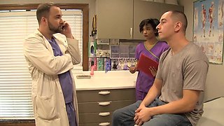 Jasmine Barnes, the hottest nurse ever, giving a handjob with passion.