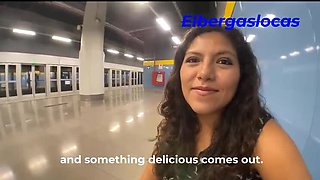 Elbergaslocas & Ssudoki First Time Train Sex in Mexico - Amateur Brunette MILF with Big Natural Tits Gets Creampie POV