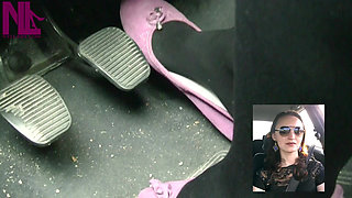 Driving in Black Thick Nylons and Pink Ballet Flats