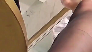 Secretary Foot Jerking - Wet Milking Nylon Feet of Smoking Blonde Office Girl!