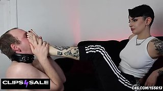British Mistress Foot Gagging Slave with Sweaty Socks - Smelly Feet Domination