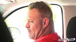 Two phat bottomed hoes got shared by their own stepdads