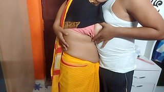 Very Beautiful Indian chubby girl having romance.