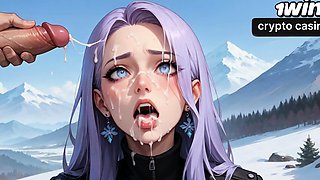 Snow Queen's Milk Spray Orgasm in Alpine Peaks