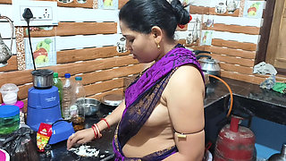 Indian housewife hard-core sex in kitchen room by her husband's friend