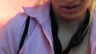 Blonde in Stockings Teases with Deepthroat and Ass Worship